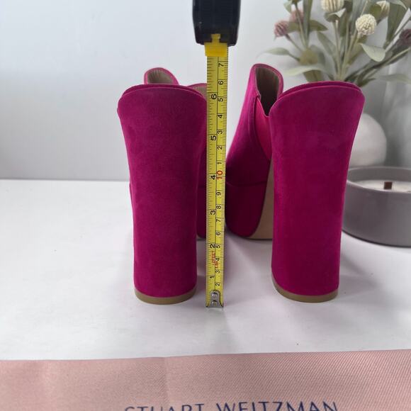 Stuwart Weitzman Skyhigh 145 Platform Slide Suede Azalea SD275 Women's US 9.5 B - Picture 8 of 11